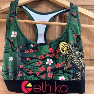 Ethika Green and Red Koi Women's Swim Top